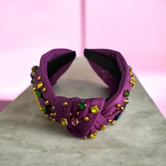 Mardi Gras Embellished Purple Headband - Picture 5 of 6